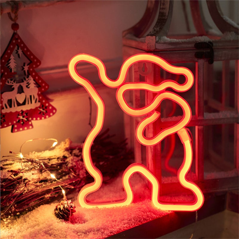 Neonowa lampka LED do dekoracji ścian, nocna lampka w kształcie Mikołaja, dekoracja pokoju, impreza