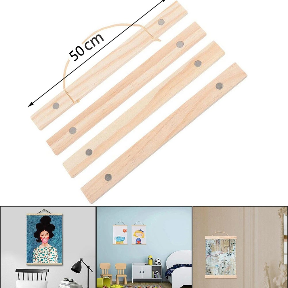 Cadre Photo Magnétique En Bois - Porte Affiche Aimanté Rail Pin, Pour Photos Affiches Dessins Sans Abîmer