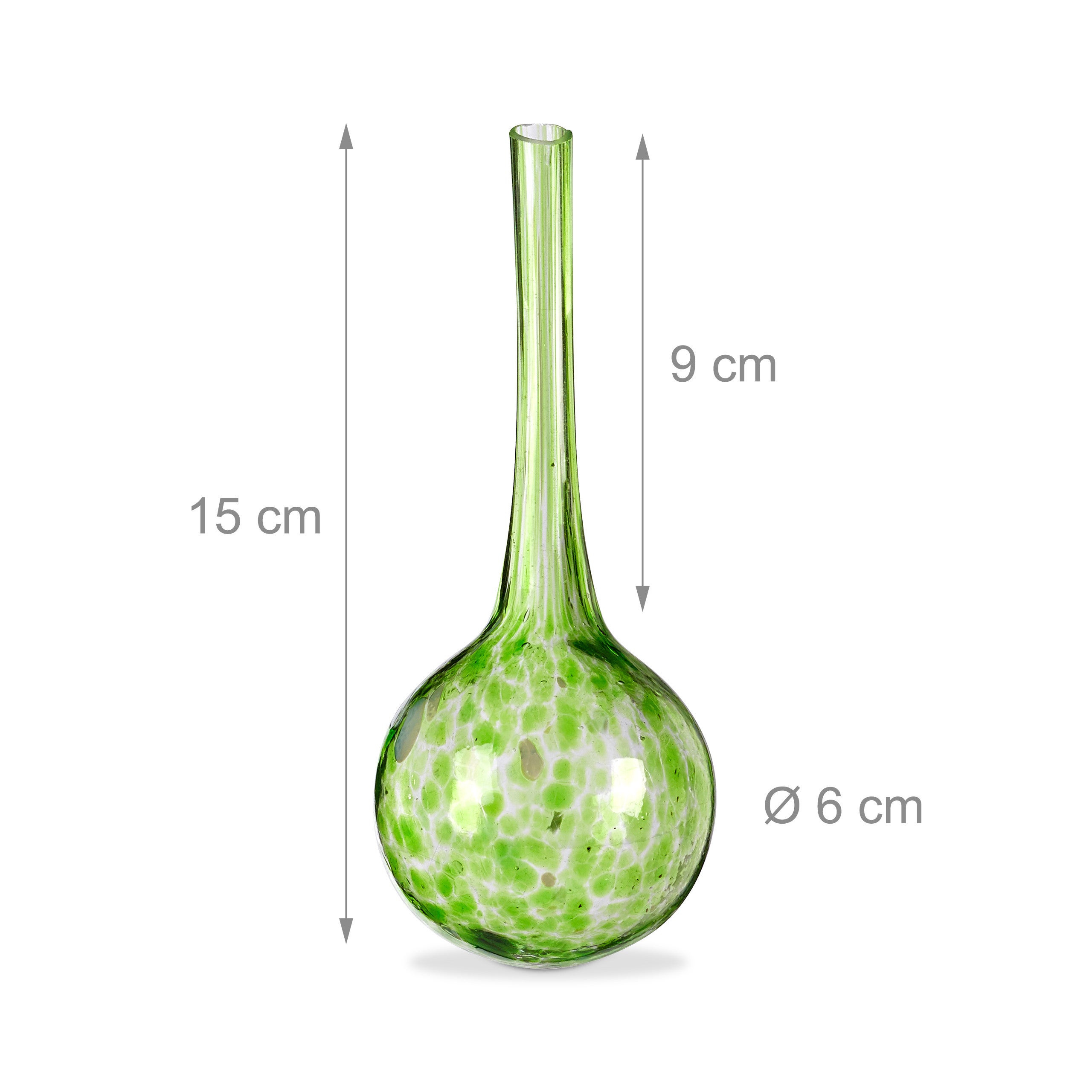 Globes d'arrosage, lot de 10 pour plantes et fleurs, arrosage dosé pour le bureau et les vacances, ø 6 cm, en verre vert, Relaxdays - 4