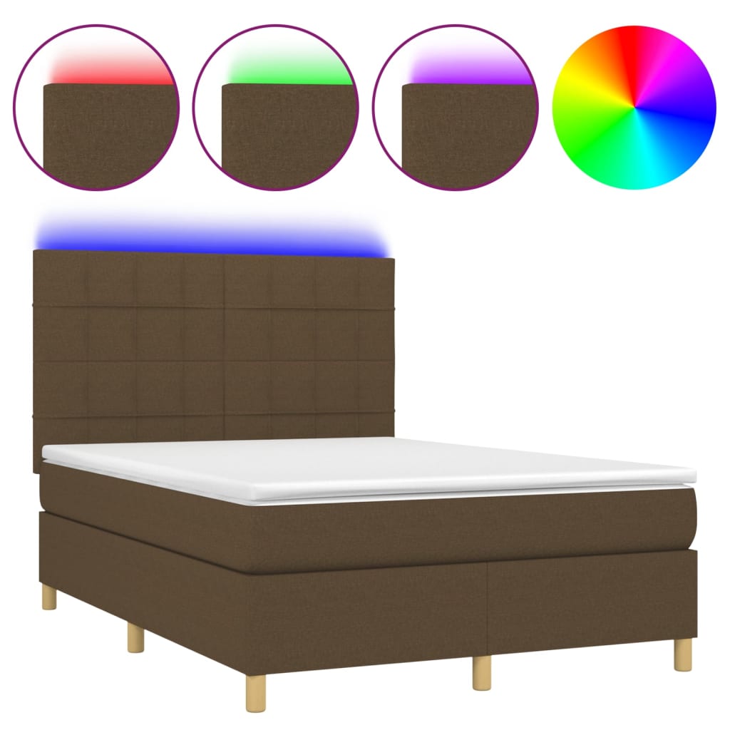 Lit Double Lit Adulte Sommier Lattes De Lit Matelas Et Led Marron