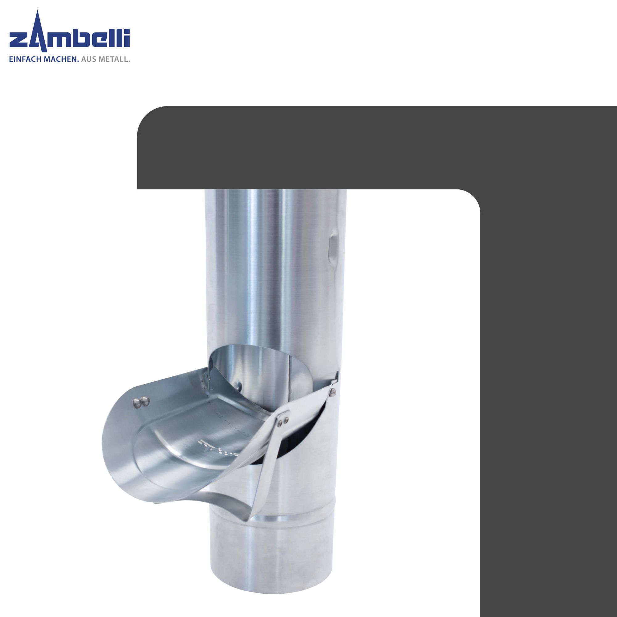 Clapet pour descente d'eau pluviale 87 mm, sans crépine, finition argentée, montage sans soudure, résistant à la corrosion, zinc-titane - ZAMBELLI - 2