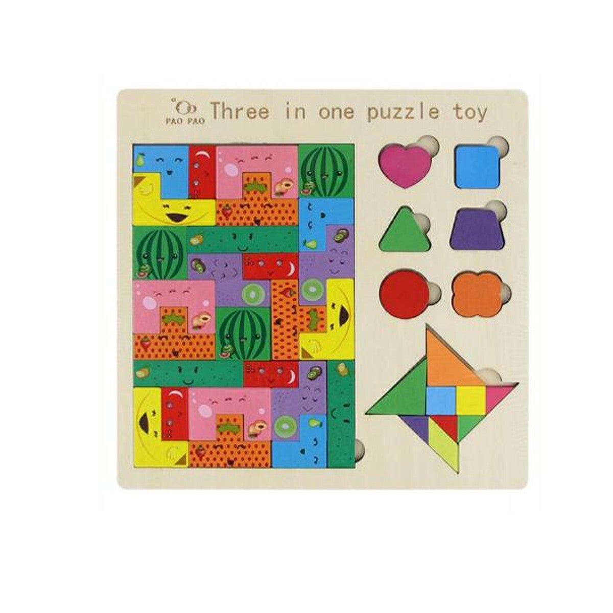 PUZZLE IN LEGNO EDUCATIVO SIMBOLI COLORATO FIGURE GEOMETRICHE