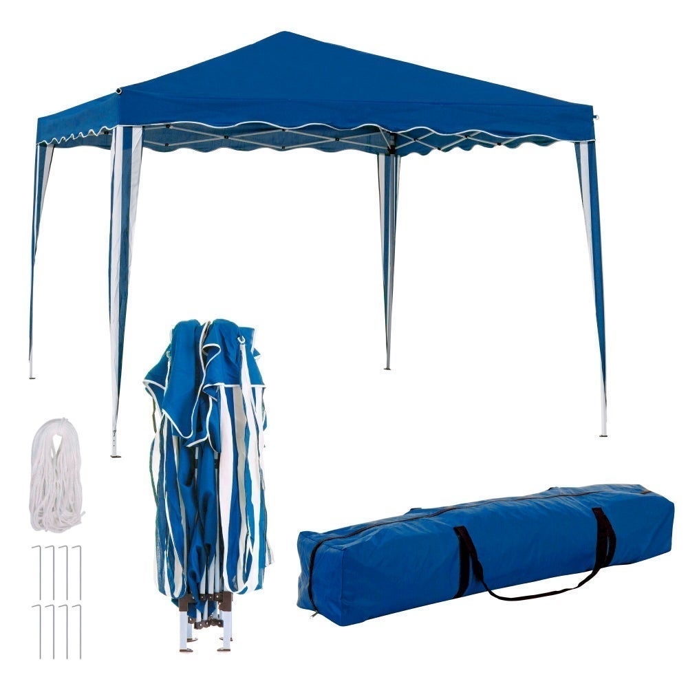 Carpa gazebo plegable azul de acero de 3x3 metros MONTY - 4