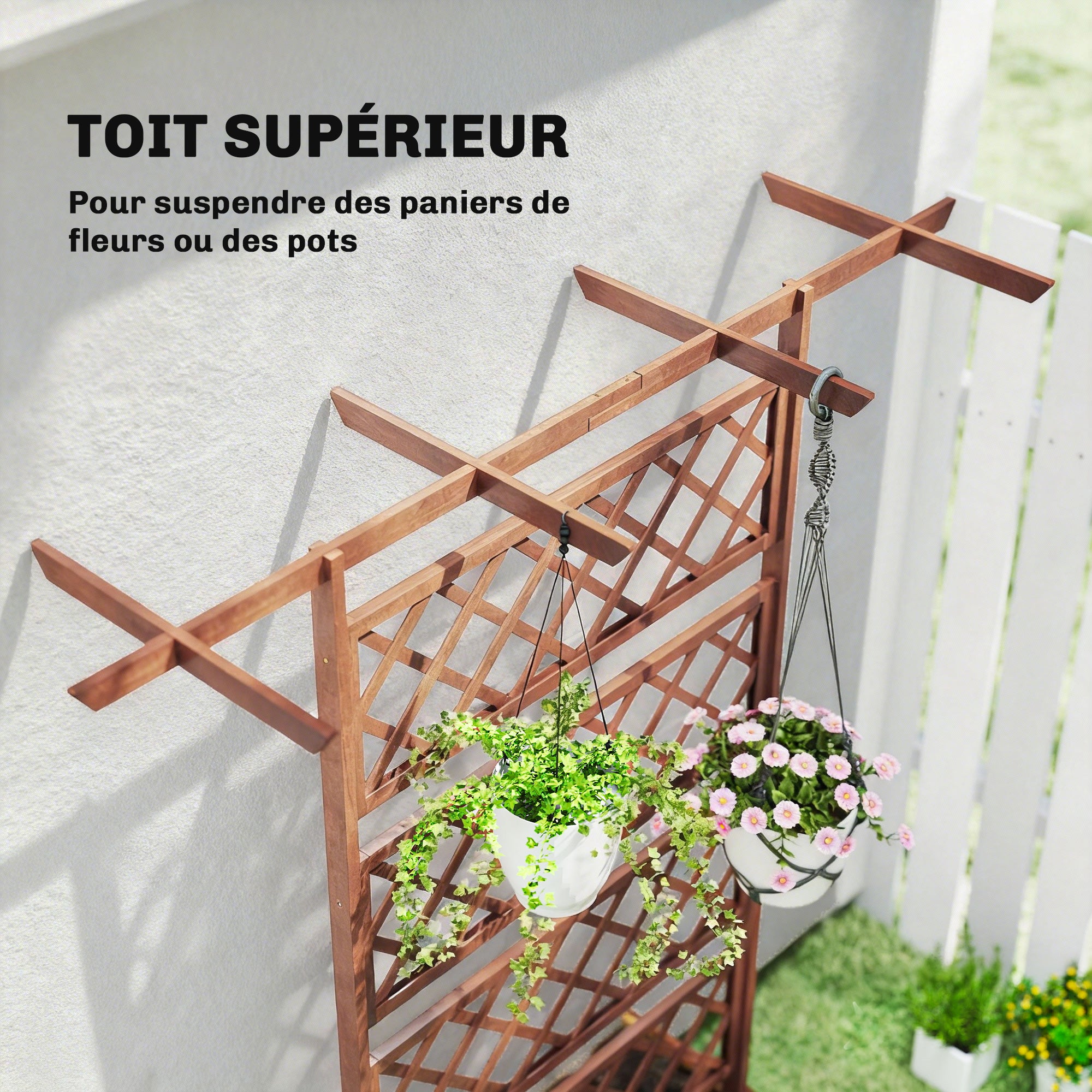Jardinière surélevée avec treillis bois de sapin Outsunny - 5