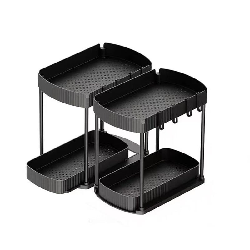 Wielofunkcyjny wysuwany organizer do przechowywania do łazienki i kuchni, zestaw 2 szt., 32 cm, czarny
