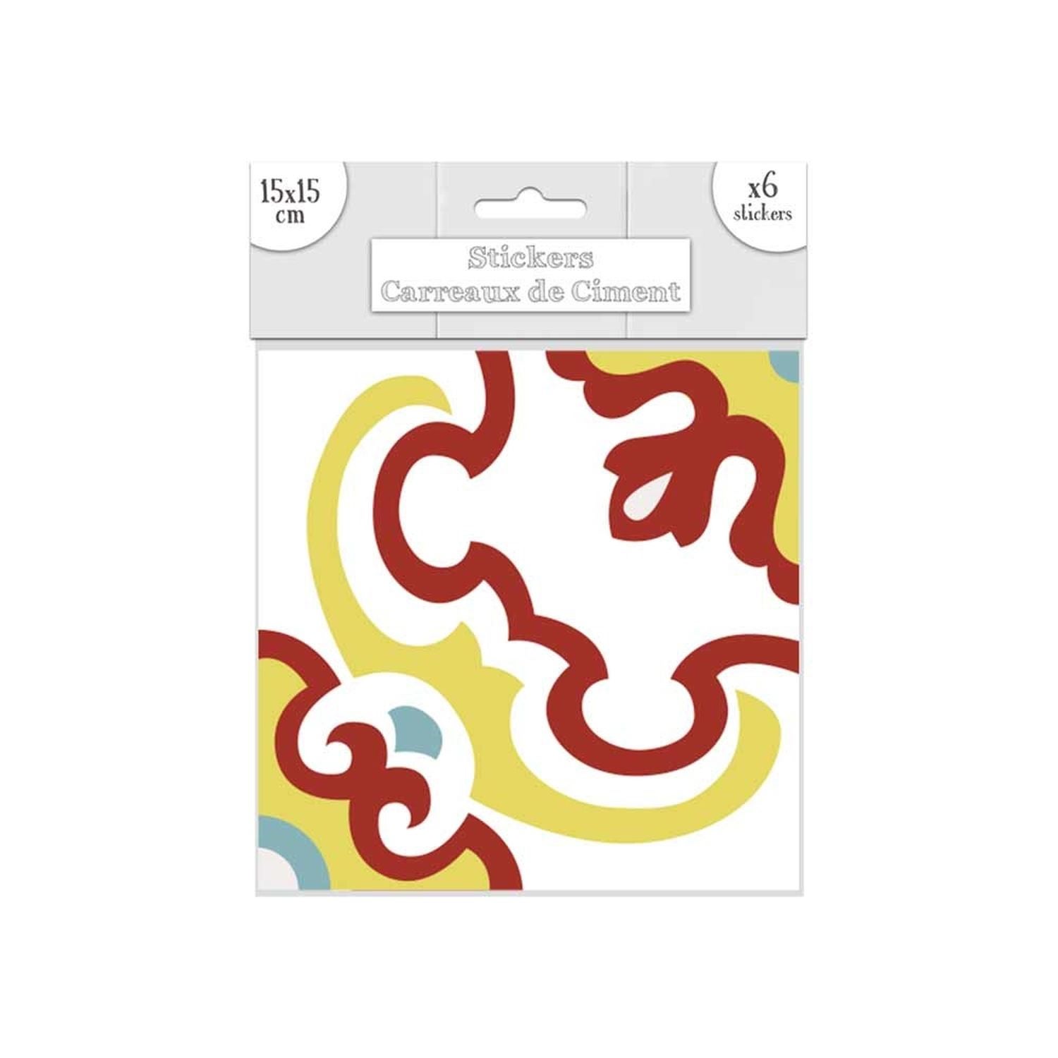 6 Stickers carreaux de ciment - 15 x 15 cm - Jaune et jaune | Leroy Merlin