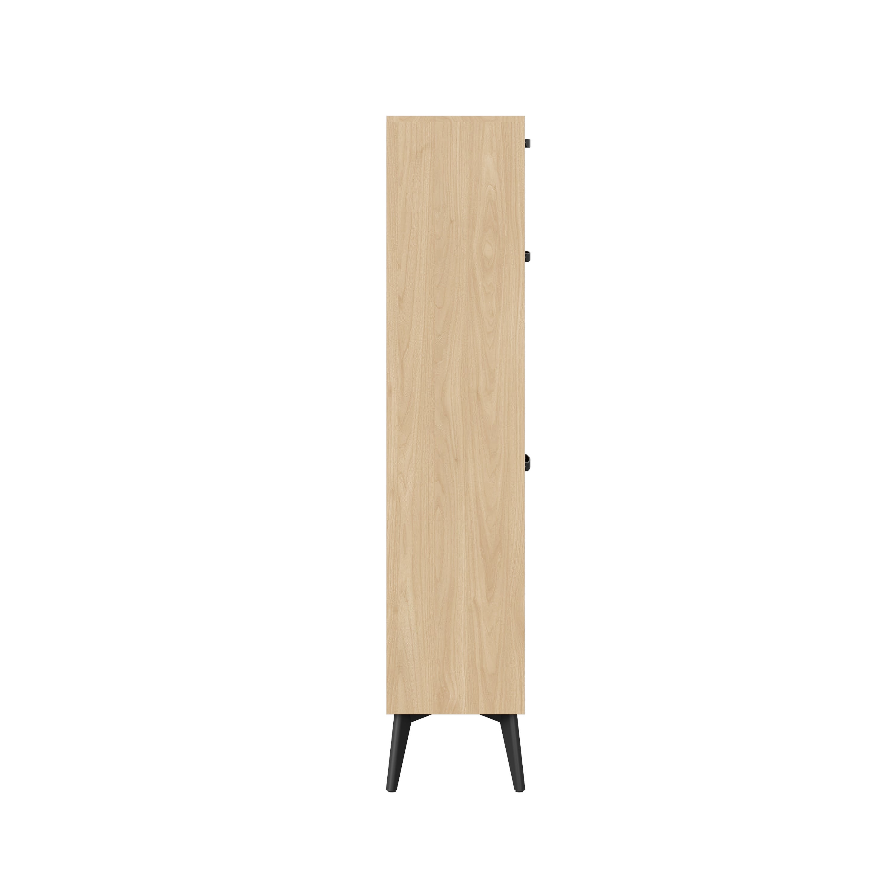 Meuble à chaussures étroit, tiroir en haut, portes à deux niveaux en osier, avec étagère à chaussures rabattable, couloir, teinte bois clair - 10