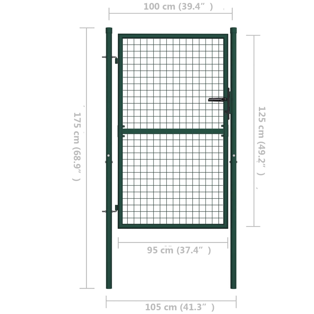 Portail de jardin | Portail de clôture | Portillon de jardin acier 100x125 cm vert CFW11666 - 5