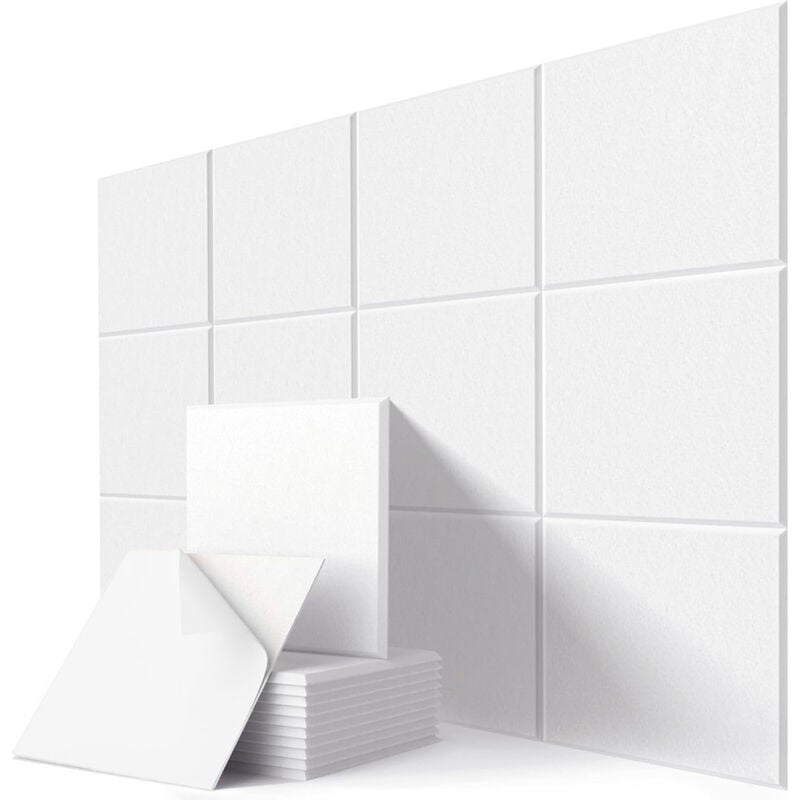 12 kwadratowych paneli akustycznych – Redukcja echa – do studiów, biur, domów – 30 x 30 cm – Biały