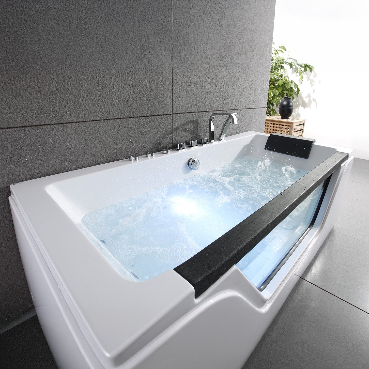 Baignoire Balnéo Rectangulaire Avec Hublot Tahiti Jets 170 X78 X60 Cm, By Spalina - 4
