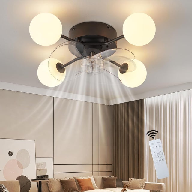 ZMH Ventilateur de plafond avec éclairage G9 silencieux et télécommande 6 vitesses minuterie pour cuisine ou salle à manger ampoule non incluse
