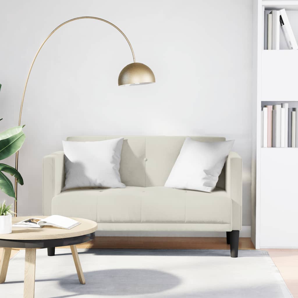 Vidaxl Sofá De Dos Plazas Color De 111 Cm, De Terciopelo Crema , Leroy Merlin