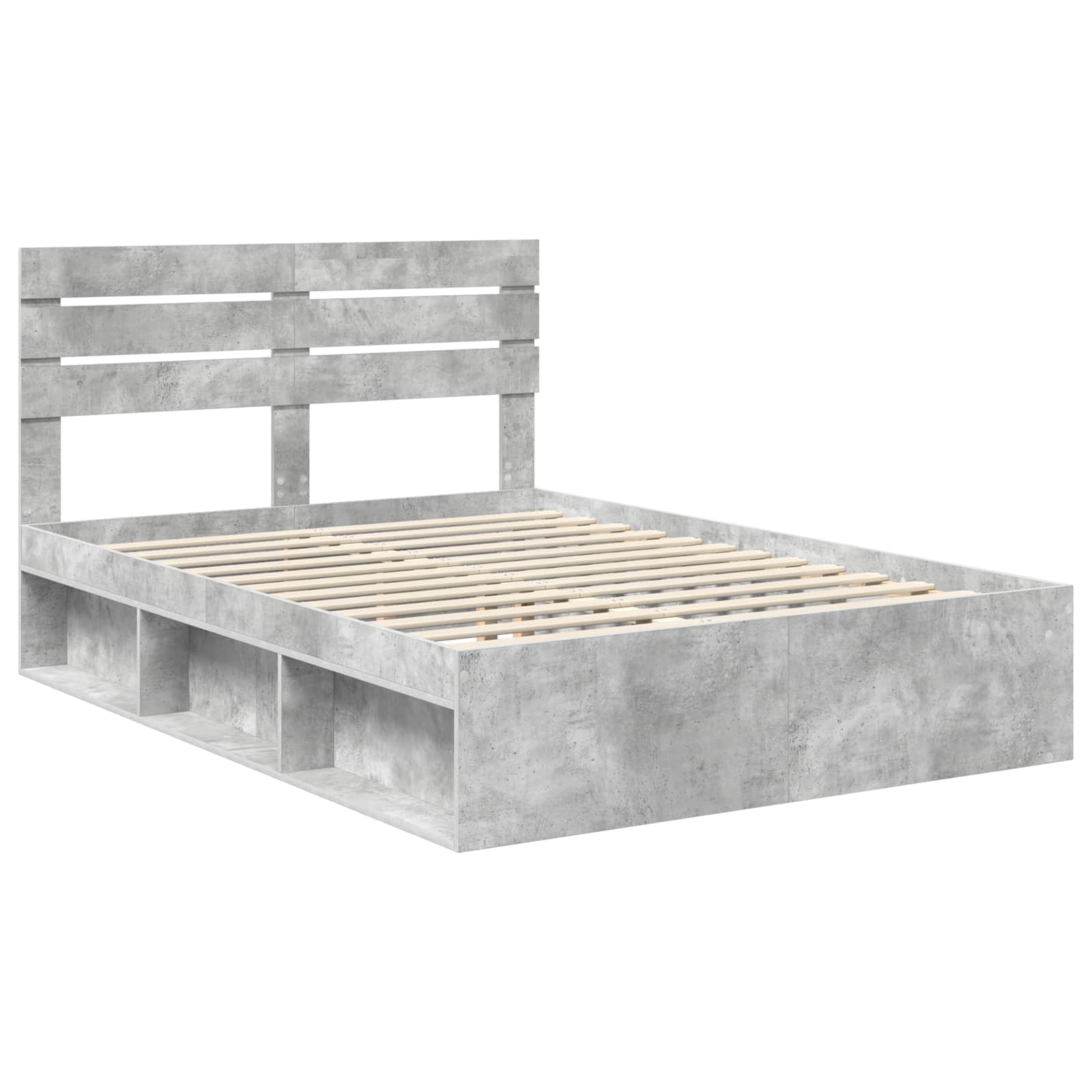 Cadre de lit Gris Béton 150 x 200 cm Pin massif - 4