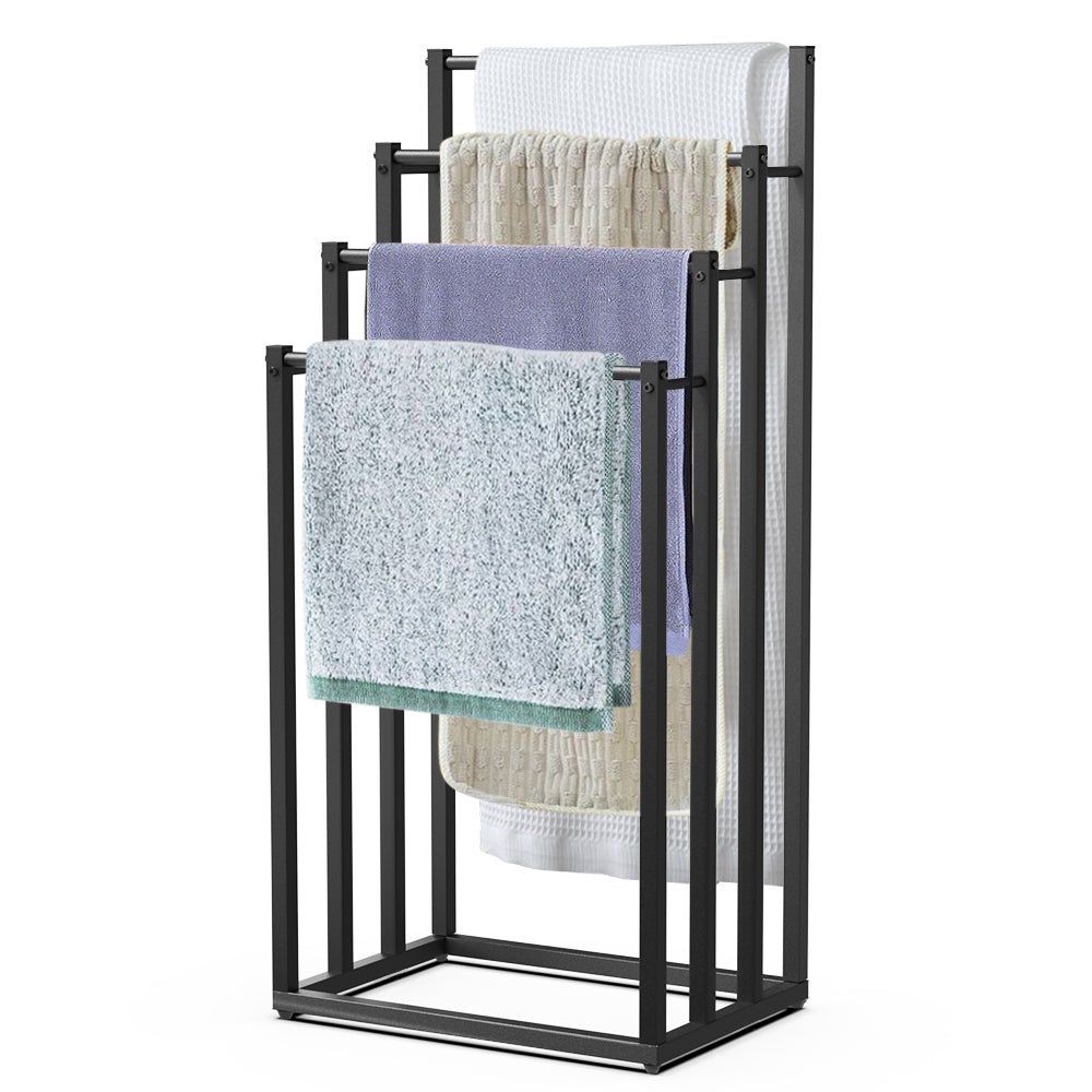 Porte-serviettes sur pied,4 barres,49x5,5x167,5cm,bois noir/naturel | Leroy Merlin