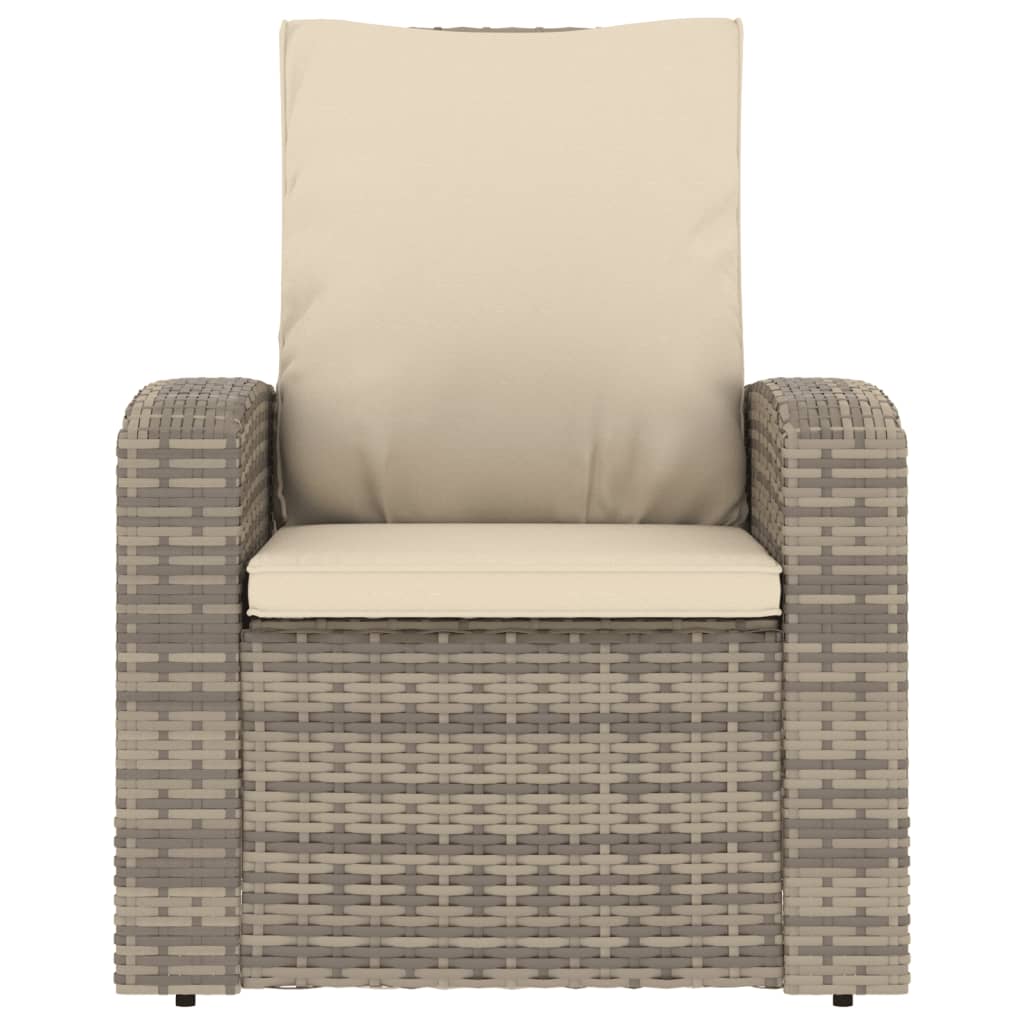 Fauteuil inclinable de jardin avec coussins marron clair rotin - 3