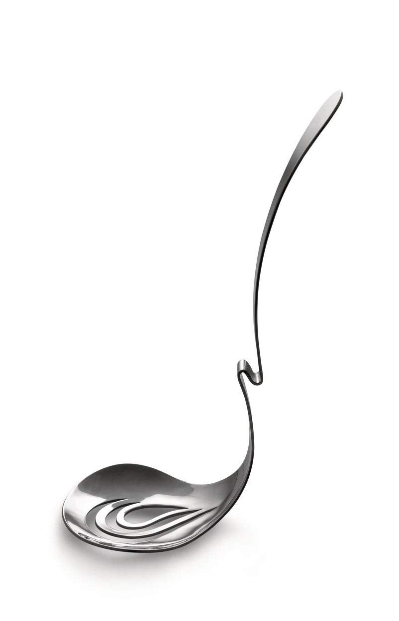 Alessi Nunziatella Mestolo Forato - Acciaio Inox 18/10, Per Mozzarella, Design Di Emma Silvestris, Argento