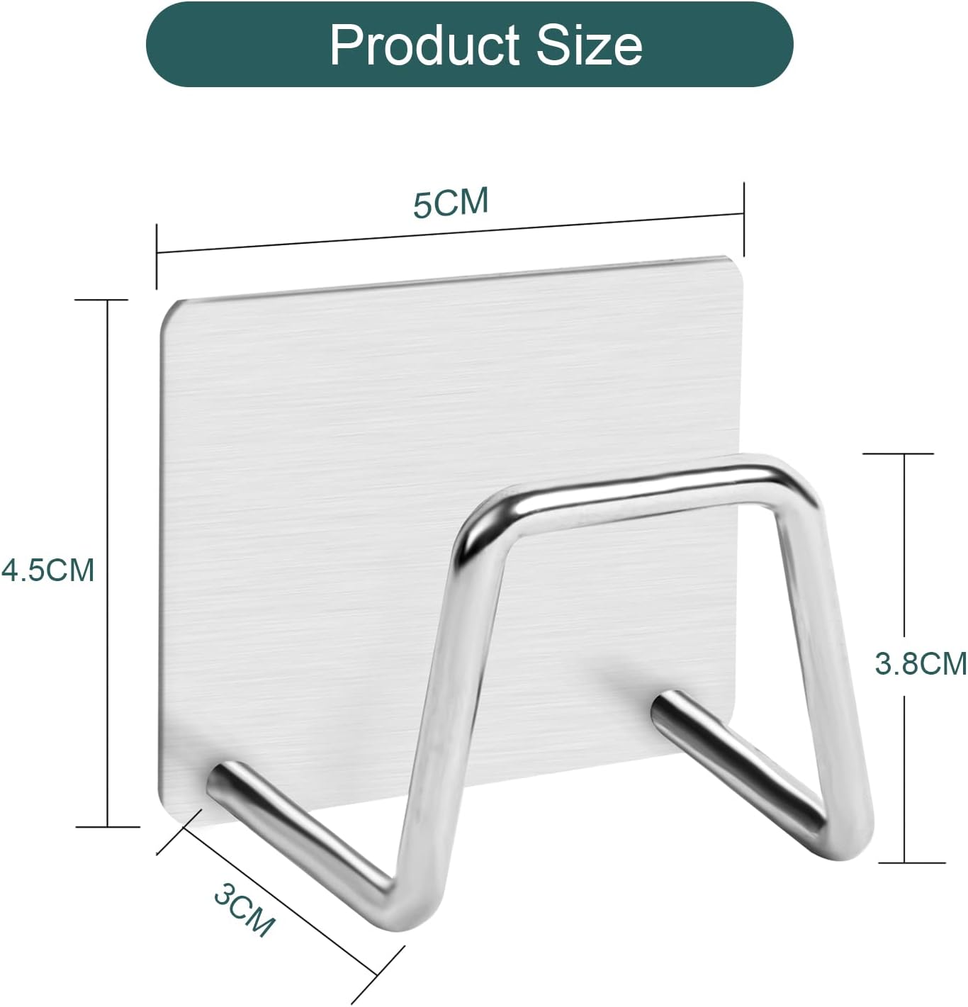 Paquet de 4 porte-éponges, porte-éponge à vaisselle en acier inoxydable, support d'éponge antirouille pour évier de cuisine, argent mat - 2
