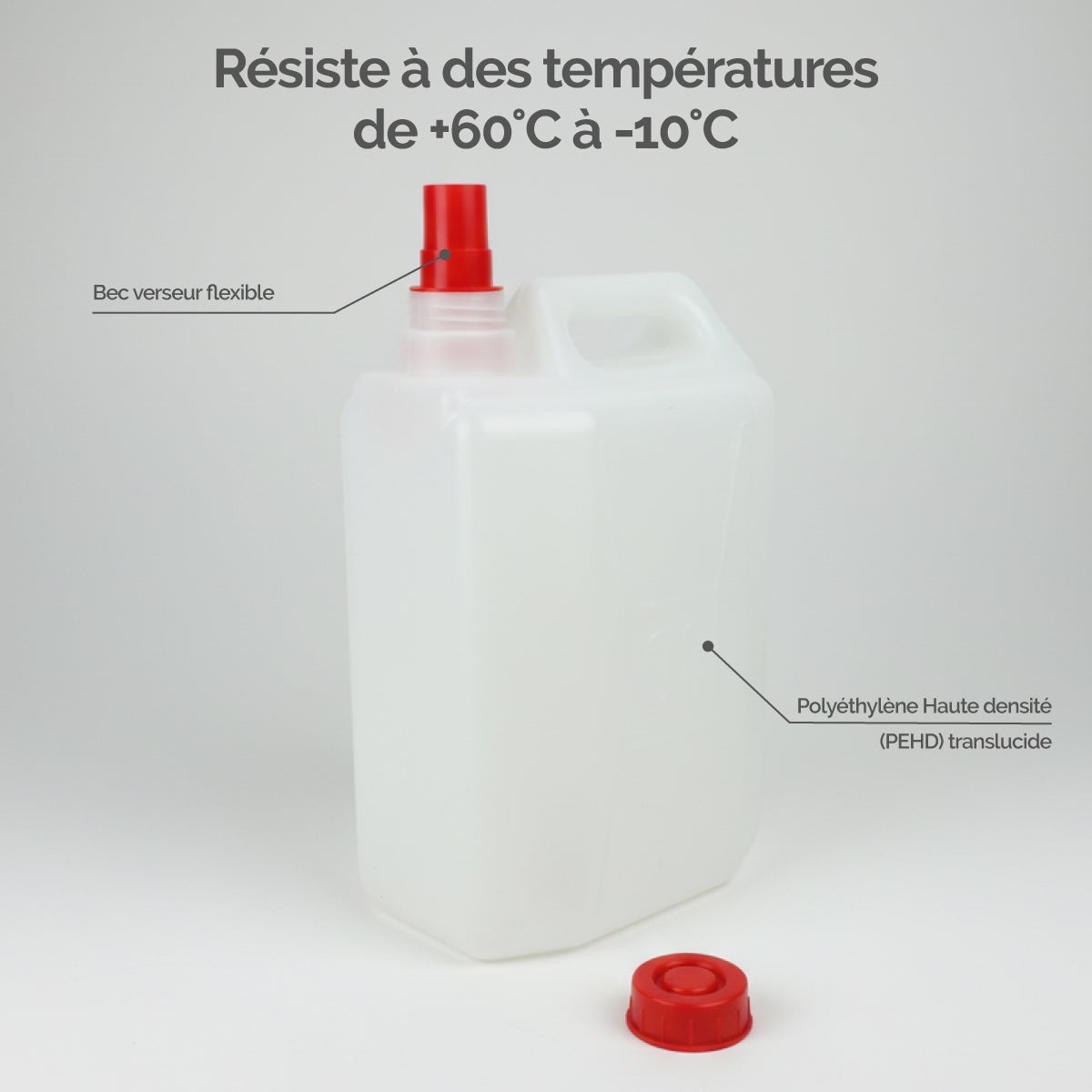 Bidon, jerrican en plastique (PEHD) pour usage alimentaire avec bouchon - 10L - Linxor - 3