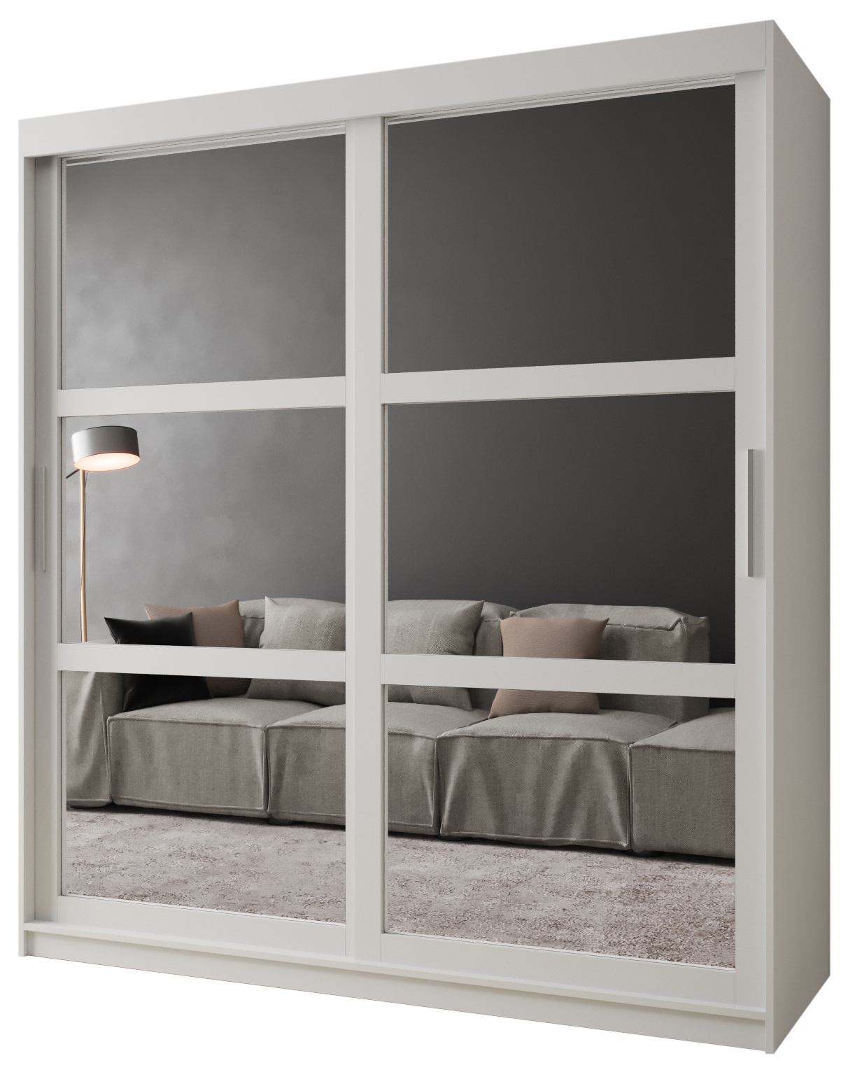 Szafa przesuwna garderoba MIROR 180 x 62 x 200 cm Biały - Abiks Meble