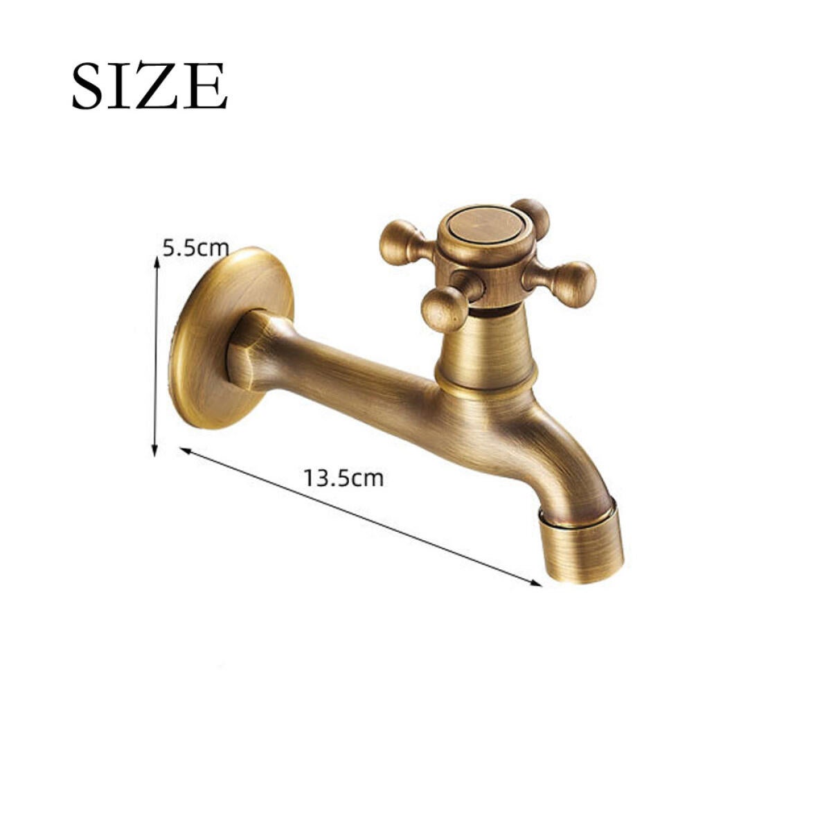 Rubinetto da bagno vintage in ottone da parete, rubinetto lungo, adatto per lavandini con acqua fredda, terrazze e bagni con doccia. - 2