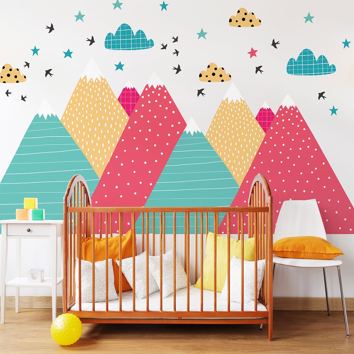 Vinilo niño escandinavo de montaña alenika - adhesivo de pared - revestimiento sticker mural decorativo - 90x135cm - 5