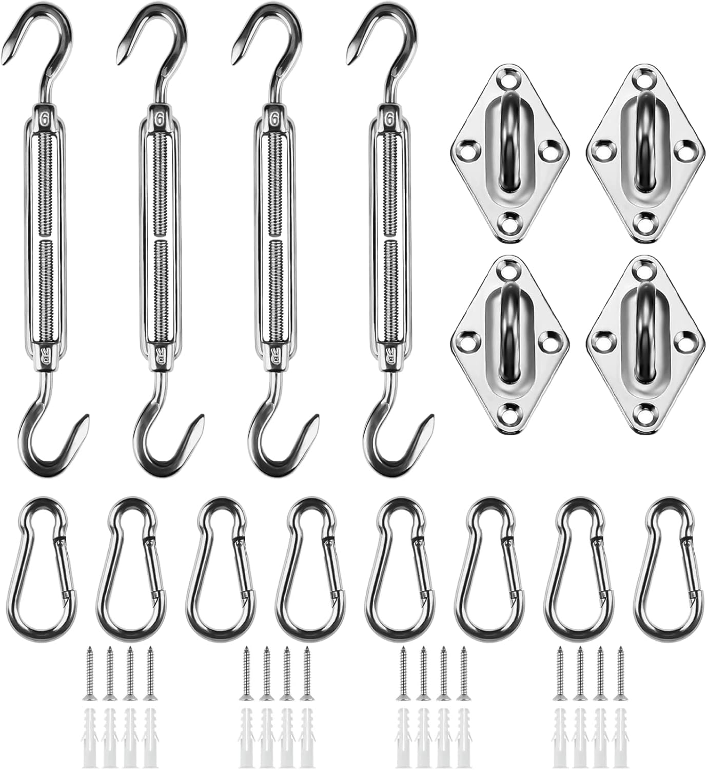 Kit De Fixation Pour Voile D'Ombrage 40 Pièces - Acier Inoxydable 304, Support 64 Kg - Pour Jardins, Terrasses