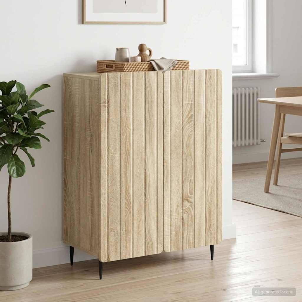 Aparador de madera de ingeniería, color roble, para baño, 66 × 34,5 × 92 cm