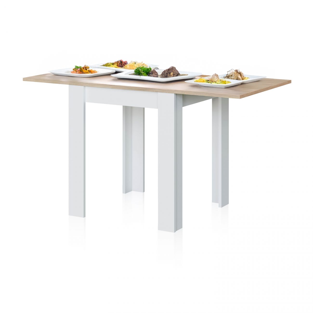 Duehome  Mesa De Comedor Extensible Giro Artik ( Mate), Roble Canadian 67 X 79 X Cm Blanco , Leroy Merlin