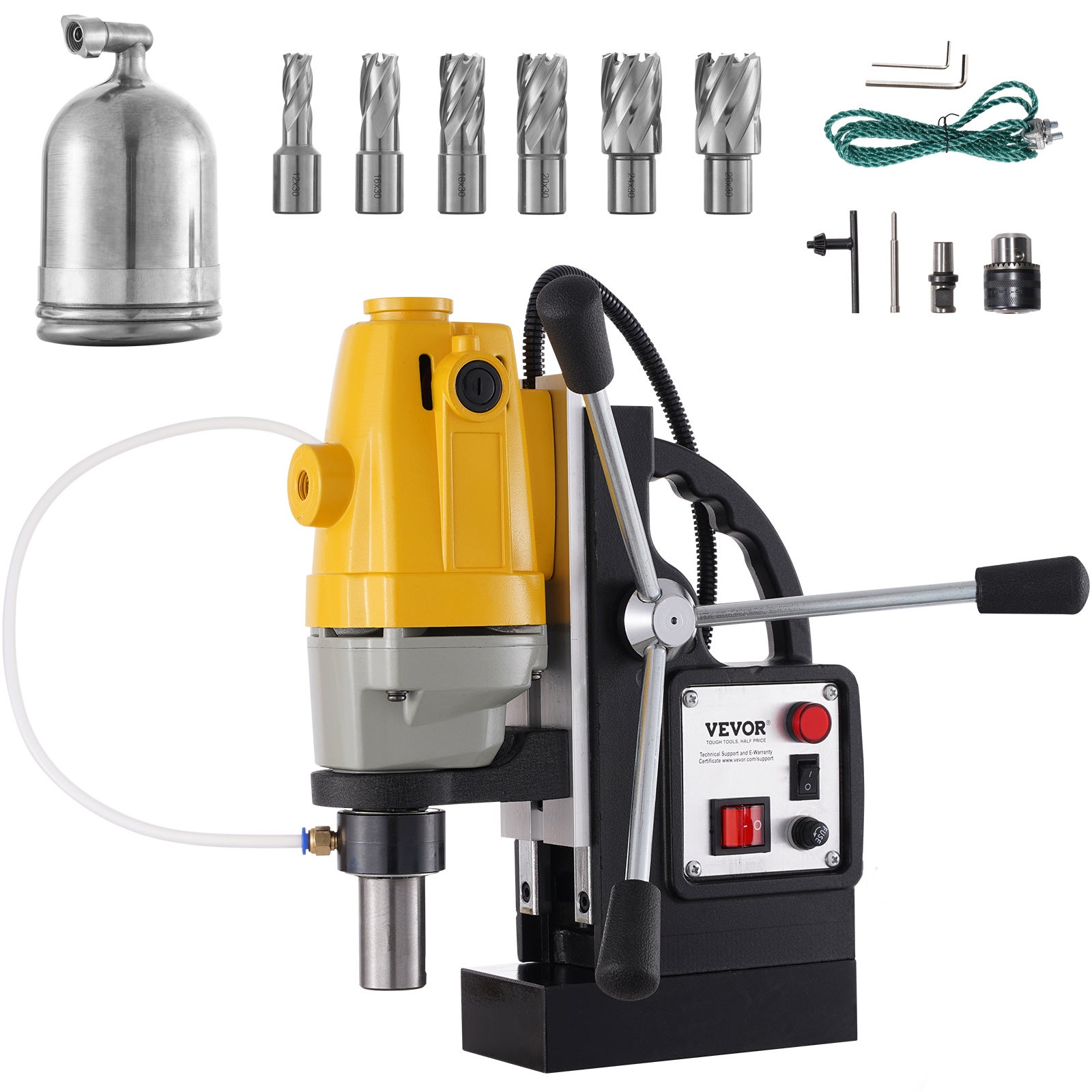 Wiertarka magnetyczna 1300 W, średnica wiercenia 1-1/2 cala (40 mm) Wiertarka magnetyczna MD40 Siła magnetyczna 10000 N System wiercenia magnety VEVOR