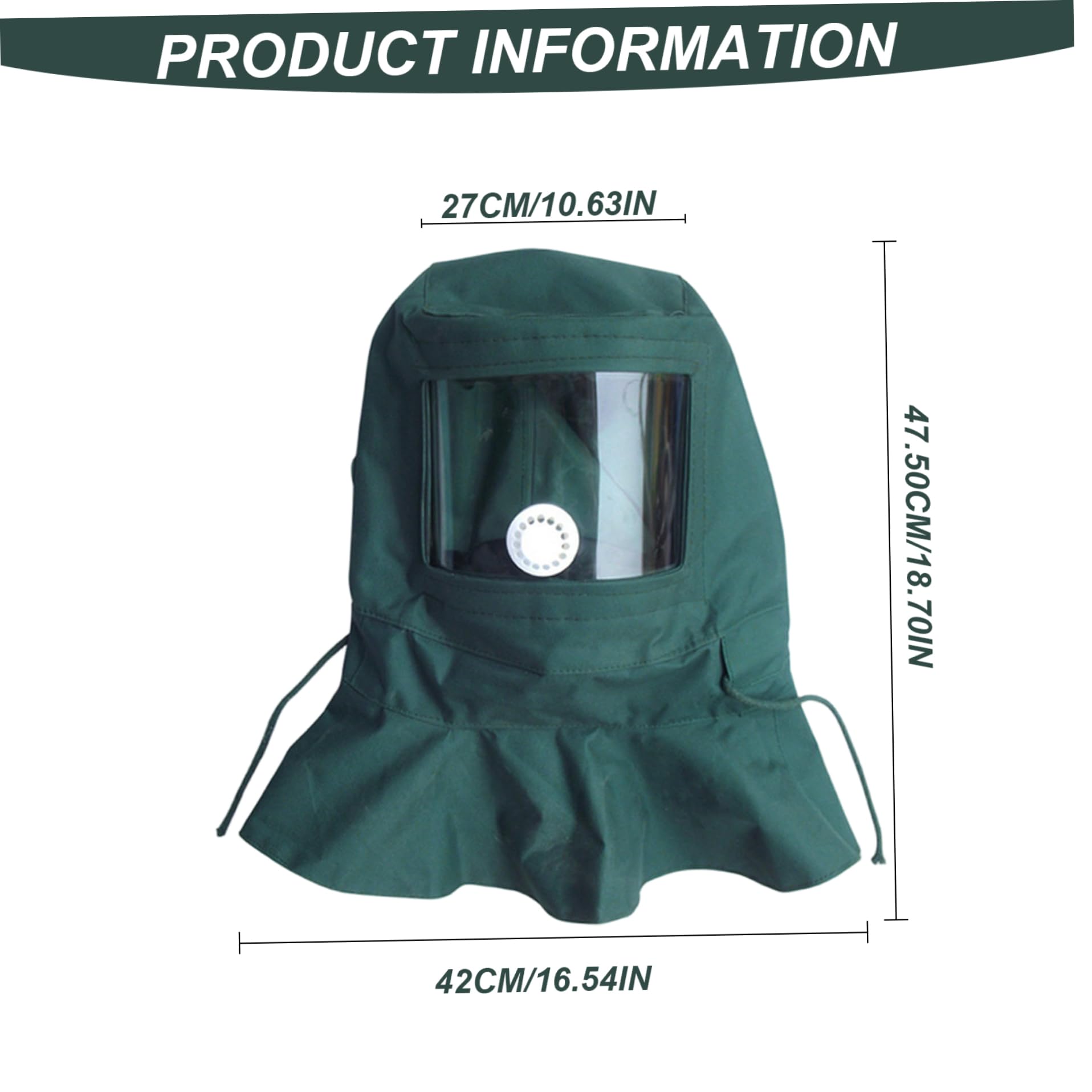 Hotte de sablage avec masque à vision claire et corde réglable - Protection anti-poussière pour polissage,peinture et travaux poussiéreux - 2