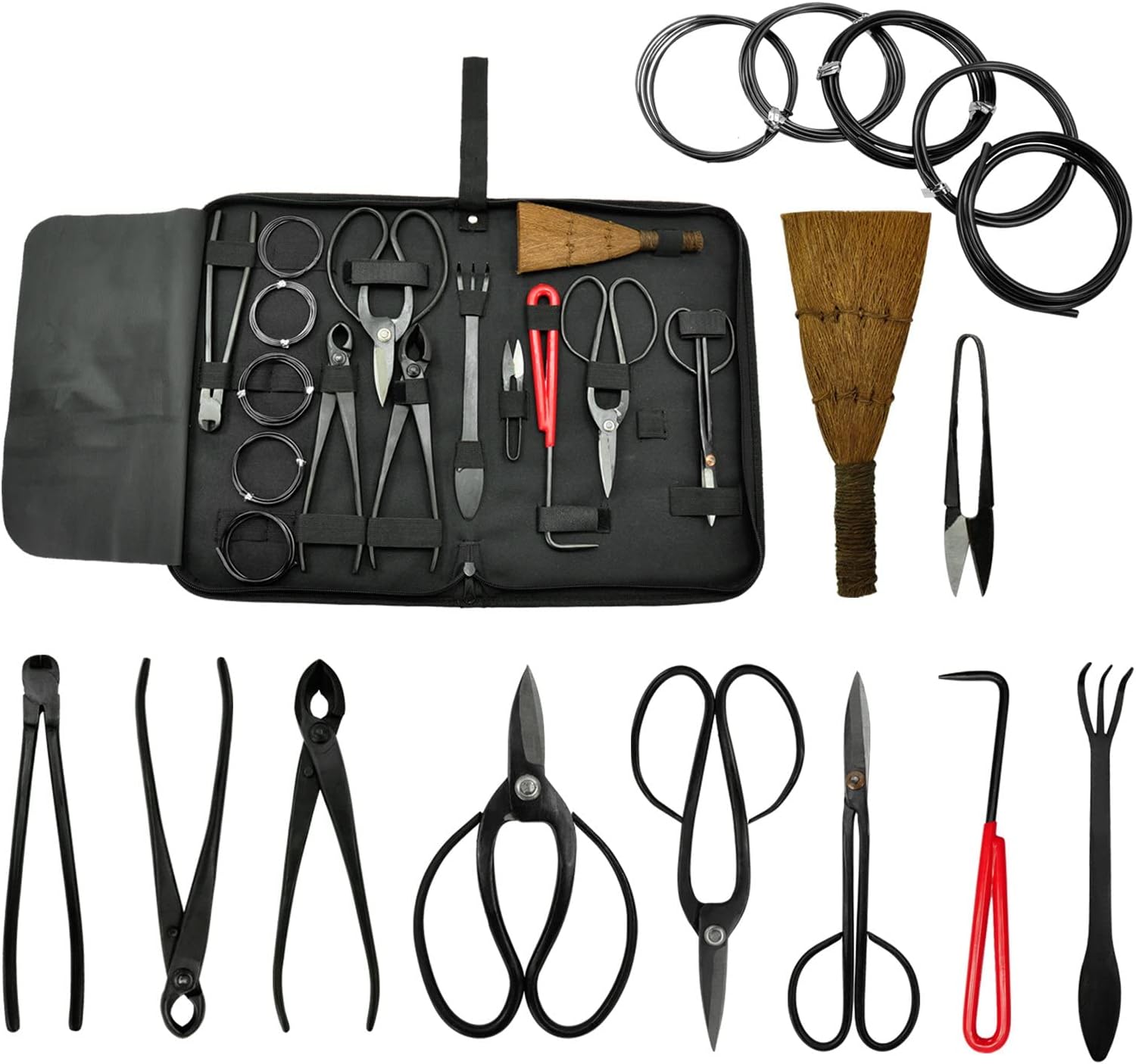 Kit Outils Bonsaï 16 Pièces - Ciseaux, Cutters, Fil Et Accessoires Complets Pour Débutants Et Experts