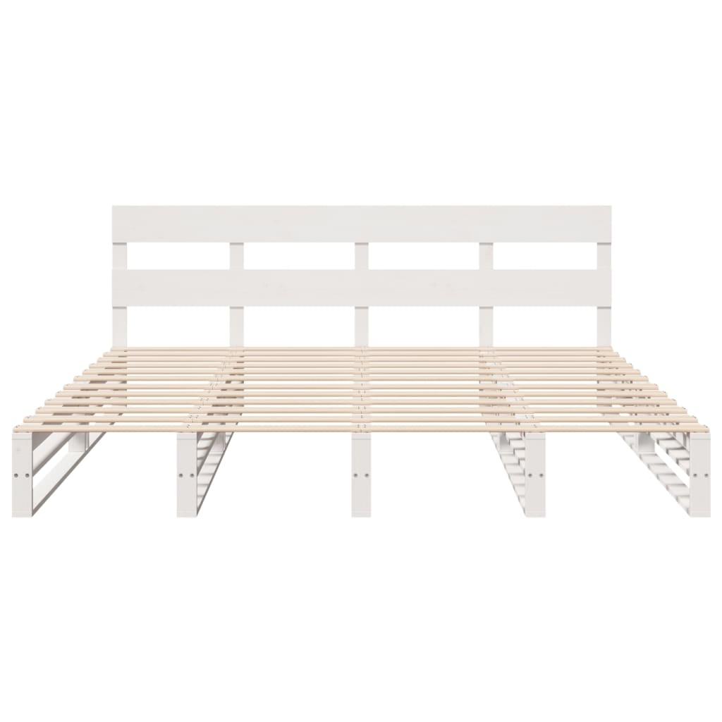 Cadre de lit sans matelas en bois massif de pin blanc pour la chambre, 180 × 200 cm - 6