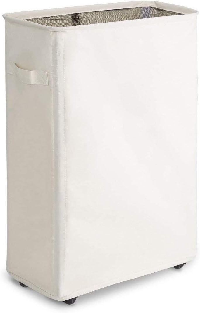 Panier à Linge Pliable Avec Roues 42L - En Tissu Oxford, Poignée, Rangement Linge Sale, Jouets, Dimensions 57x39 Cm