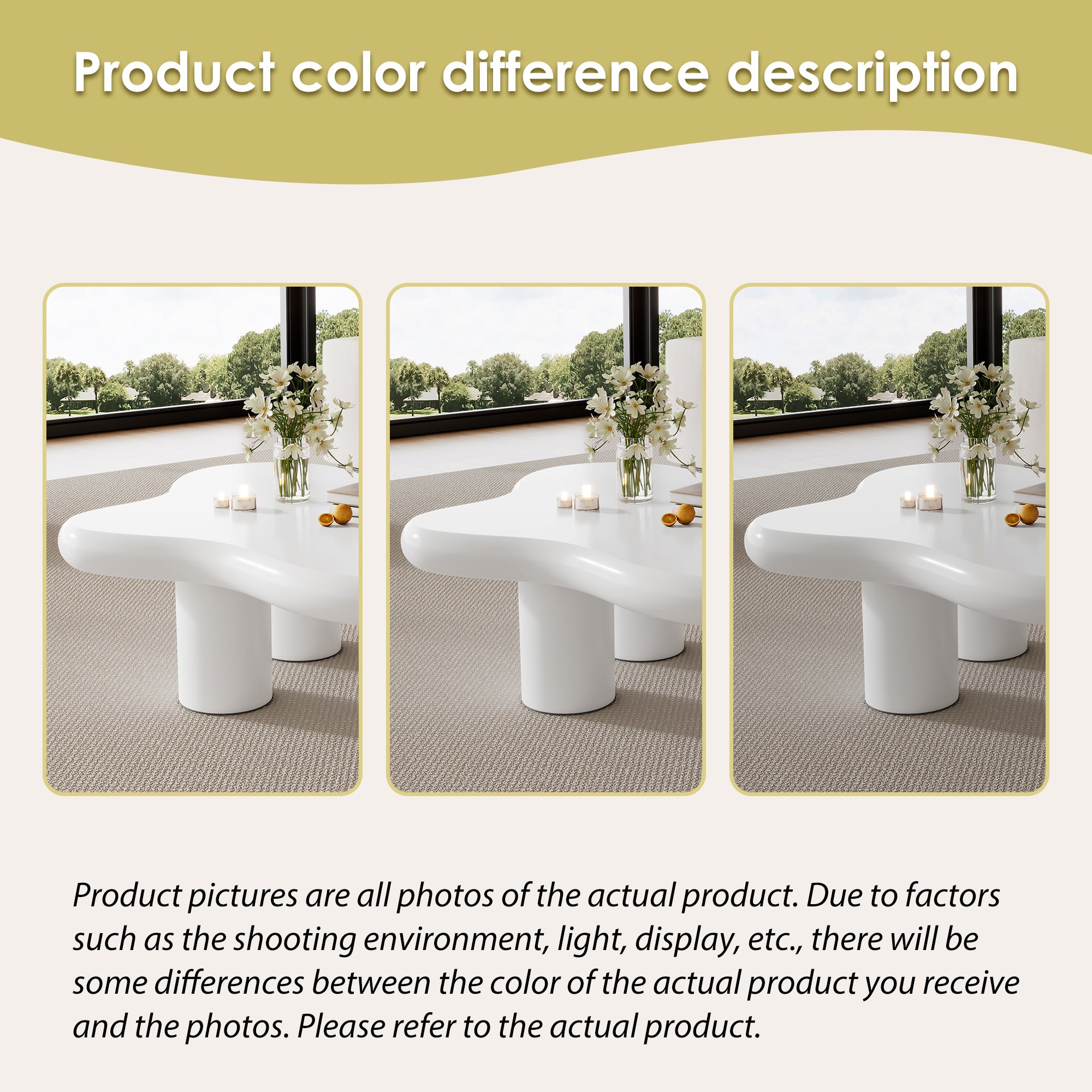 Table basse irrégulière en forme de nuage - 97 x 67 x 32 cm - Plateau MDF - Blanc - 7