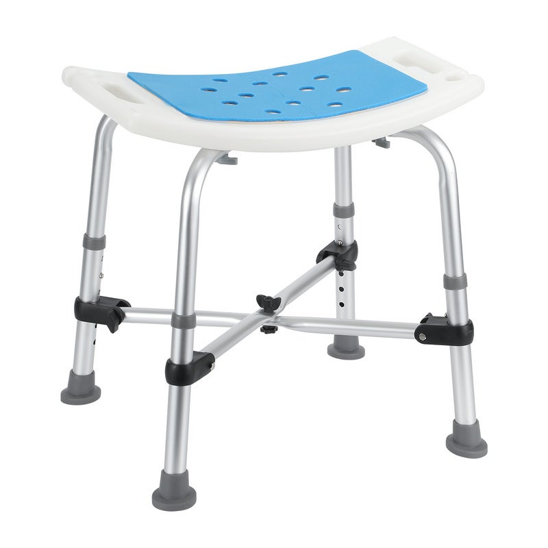 Panca Doccia Angolare Con Ripiano - In HDPE Bianco, 32.5x32.5x43.5 Cm, Carico 150 Kg, Per Bagno, Doccia, Come Sgabello O Mobiletto