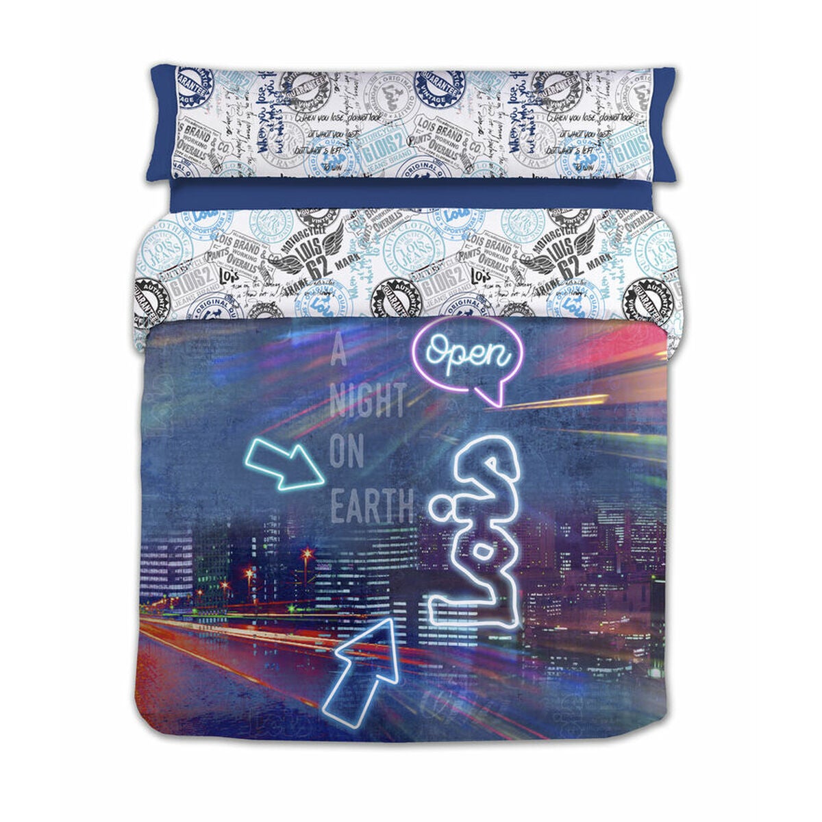 Juego de funda nórdica lois night p. azul cama de 135 3 piezas