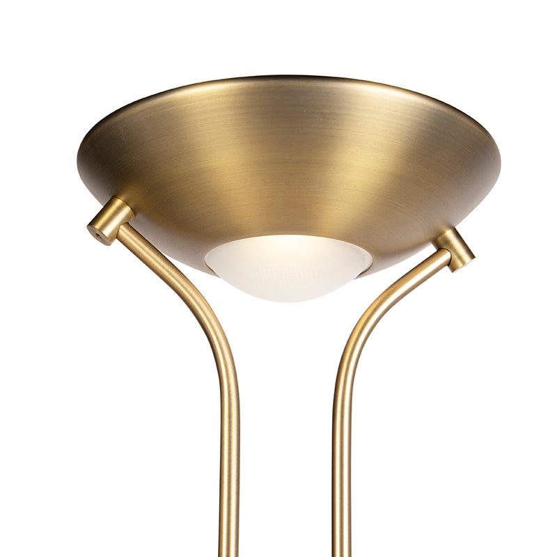 Qazqa moderne lampadaire uplighter avec bras de lecture - Diva - bronze, rond, led intégrée 18w incluse, Integrated led, - 6
