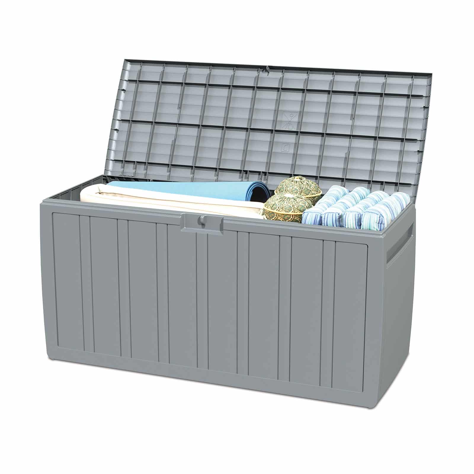 Coffre de Rangement en Résine Gardiun Top 117x45,5x57,50 cm 270L Montage par clic avec Système de Verrouillage Gris - 3