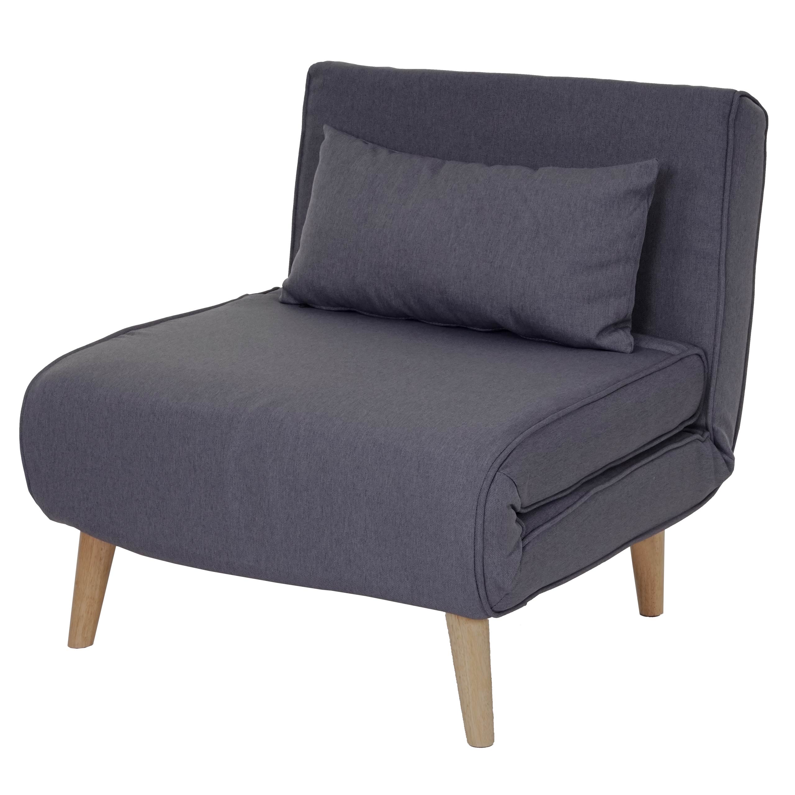 Sofá cama sillón para dormir una persona funcional relax plegable en tela gris oscuro 04_0003094