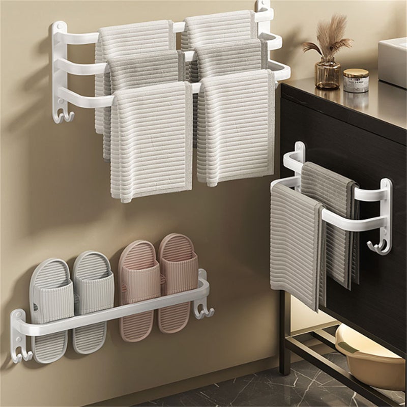 Support Mural pour Serviettes Blanc - Range-Serviettes Suspendu pour Salle de Bain, Sans Perçage - Organisation et Élégance Triple 50cm - 2