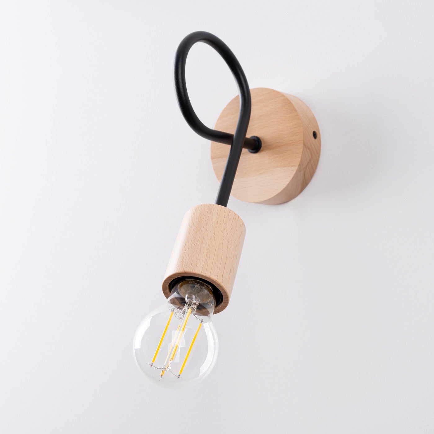 Applique Acier Noir/Bois Naturel E27 1 Ember - 8