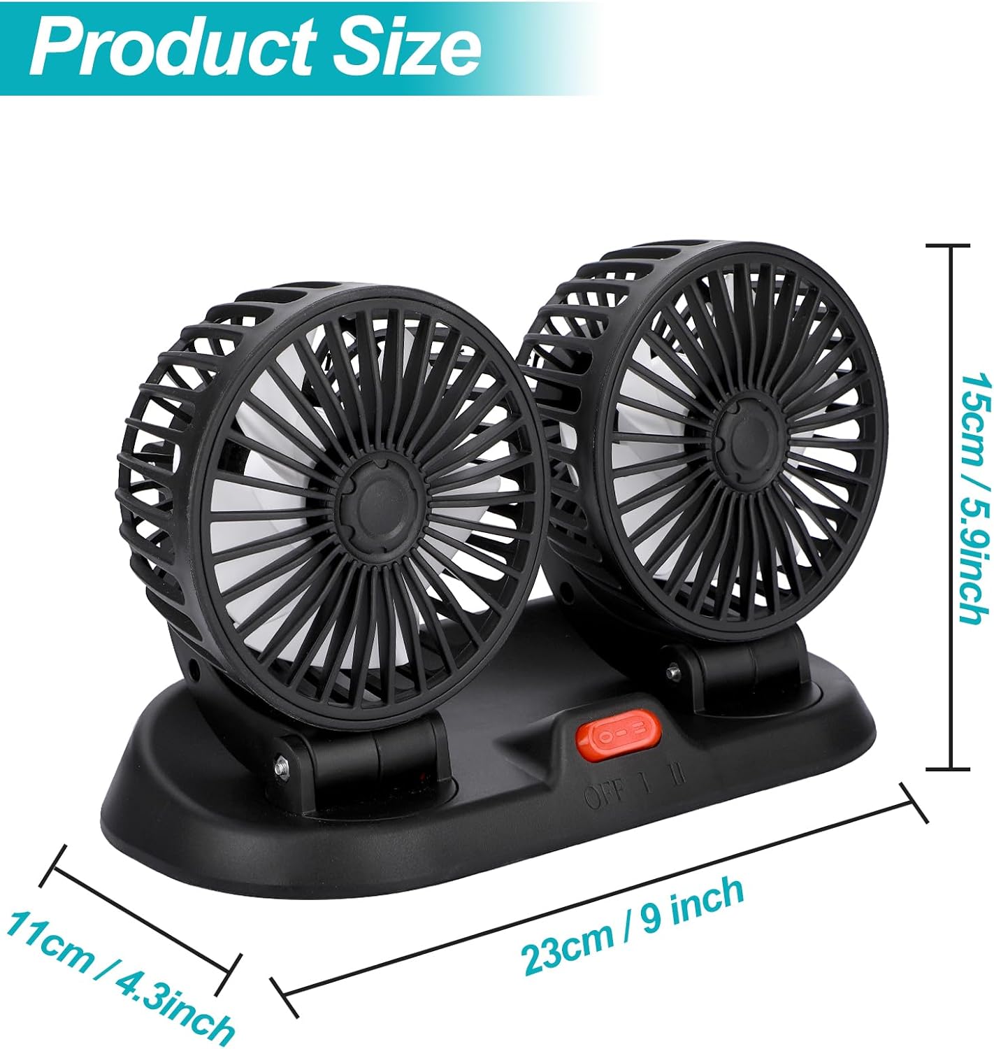 Ventilateur Double Pour Voiture Alogy - Réglable, Silencieux, 12V - Neuf
