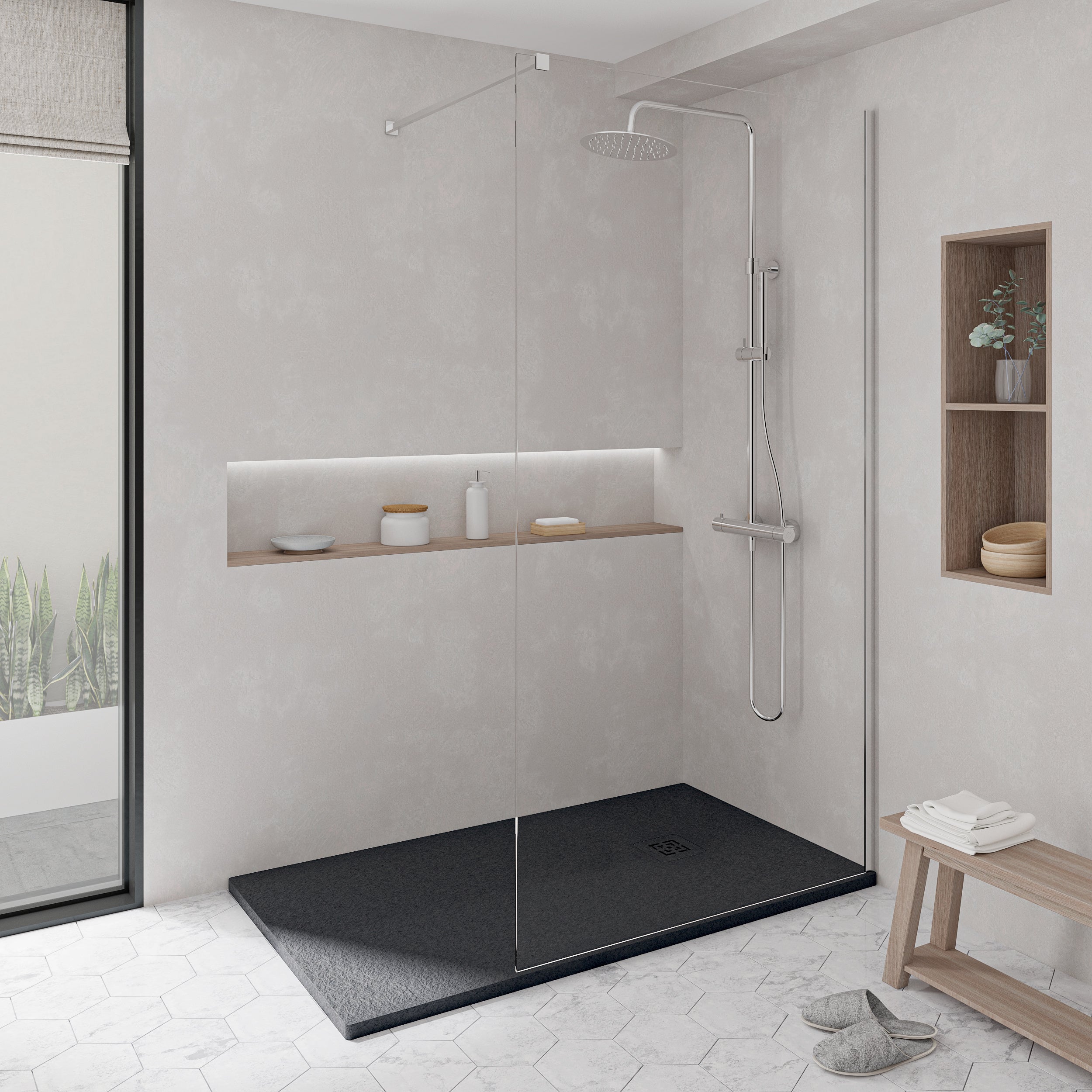 Receveur de douche en résine Nilo 80x100 anthracite RAL 7016 avec ...