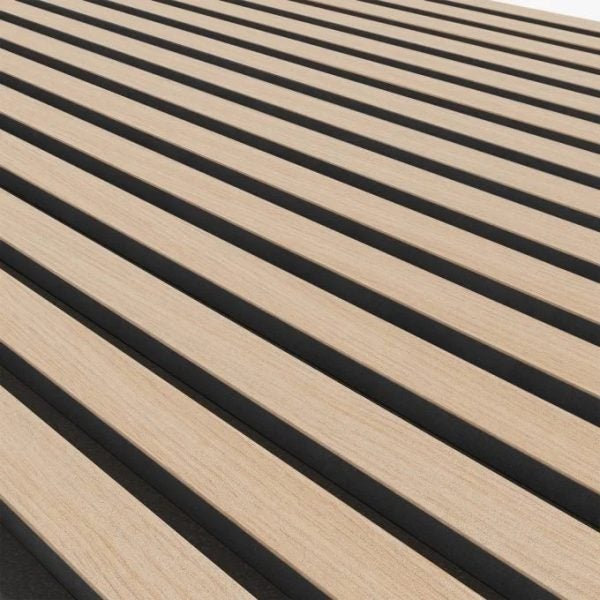 Panel palilleria alistonado Akupanel acústico,decorativo de 60x60cm,fieltro y listones MDF chapado madera natural Roble Clásico (FN, MDF negro) - 4