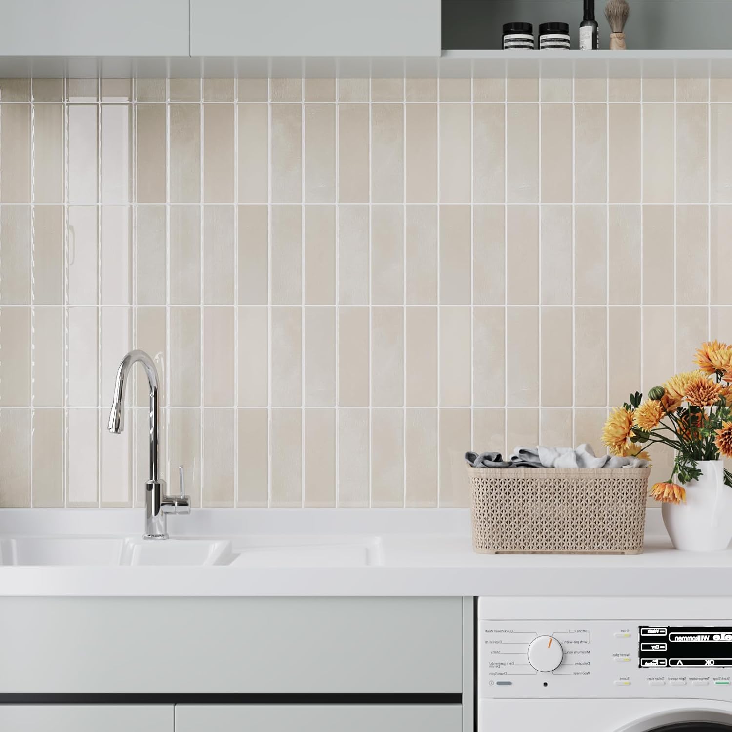 Crédence Adhésive 3D Kaki Clair - 5 Revêtements Imperméables et Personnalisables pour Rénovation Élégante des Murs de Cuisine - 5