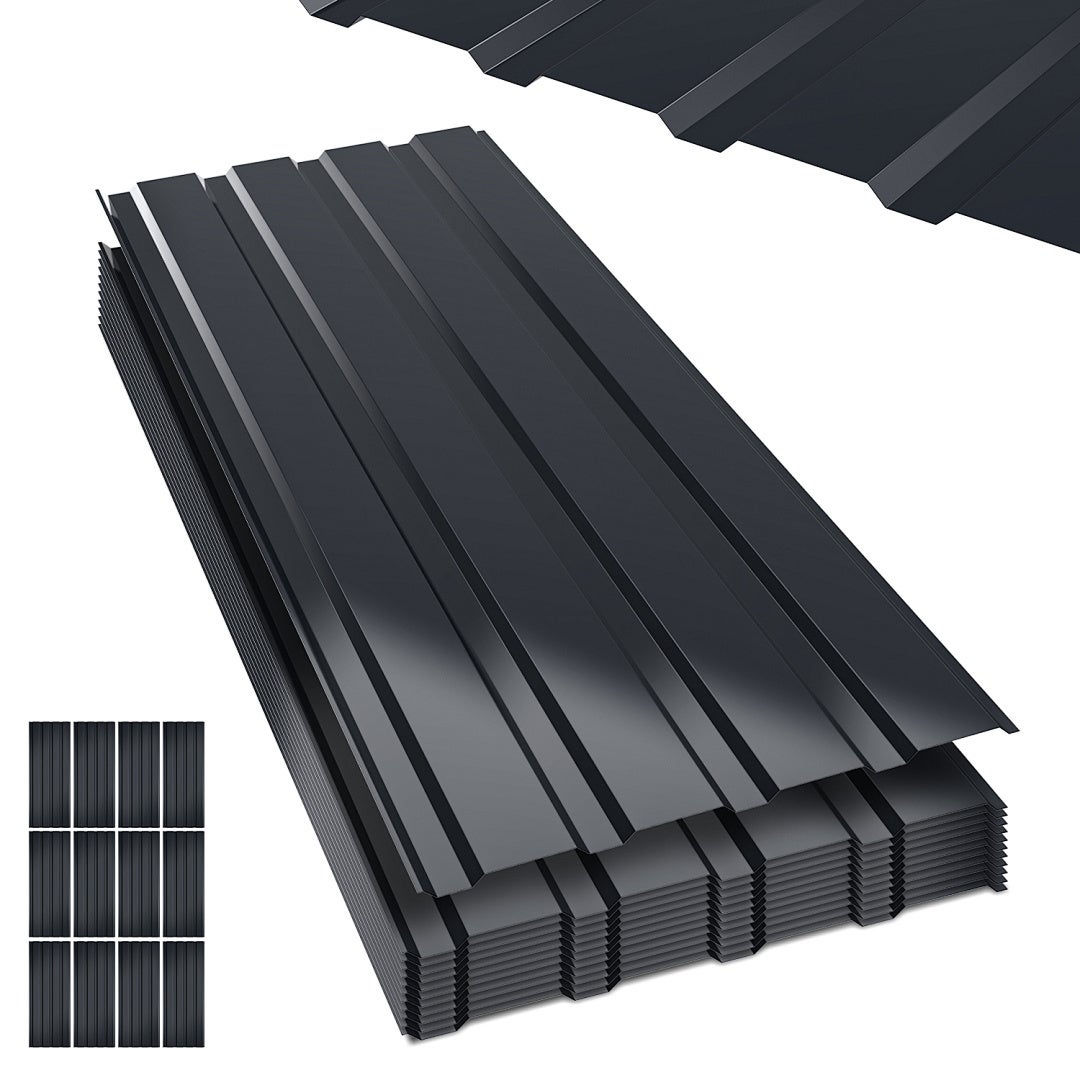 12x chapas onduladas grecadas para tejado, tôles profilées 115x45cm=6m² galvanisé résistant intempéries tôle ondulée trapézoïdale