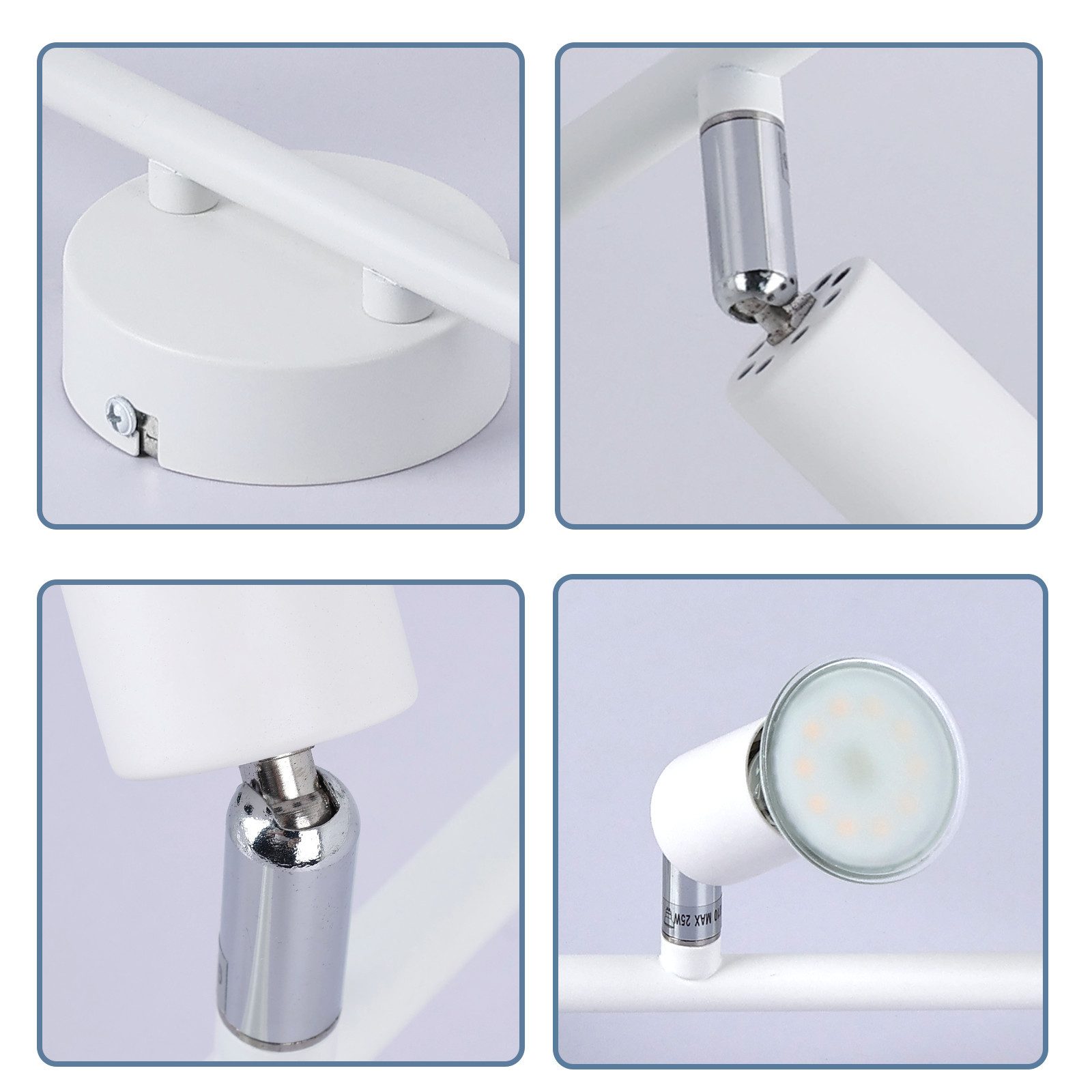 NETTLIFE Plafonnier LED 2 spots GU10 - Spot de Plafond Lampe de Plafond Moderne Intérieur Blanc pour Salon Salle de Bain Cuisine Bureau - 3