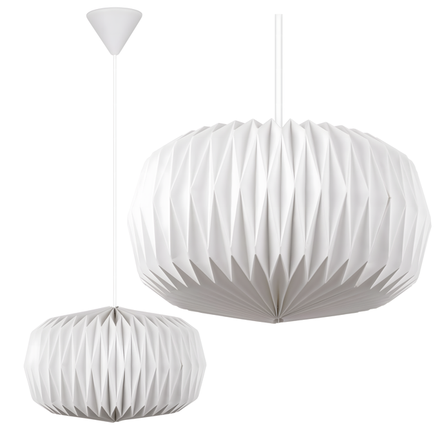 Lampa sufitowa wisząca E27 ozdobna Papierowa Klosz BIAŁY z regulowanym kablem Lekki Żyrandol na sufit 44cm - LEDHOFF