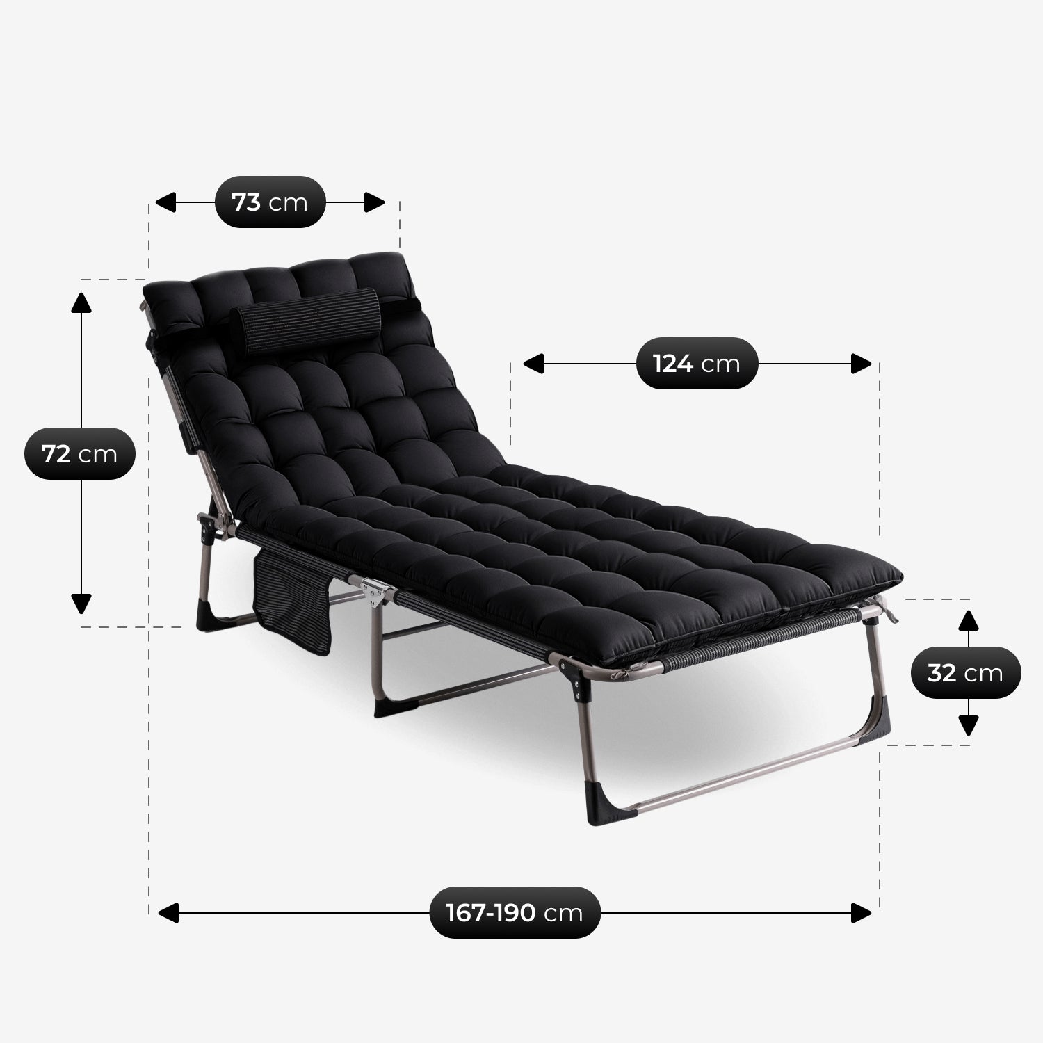 Leżak Fotel Rozkładany Do Spania Salonu Leżanka Jednoosobowa Czarny VENUS - 9