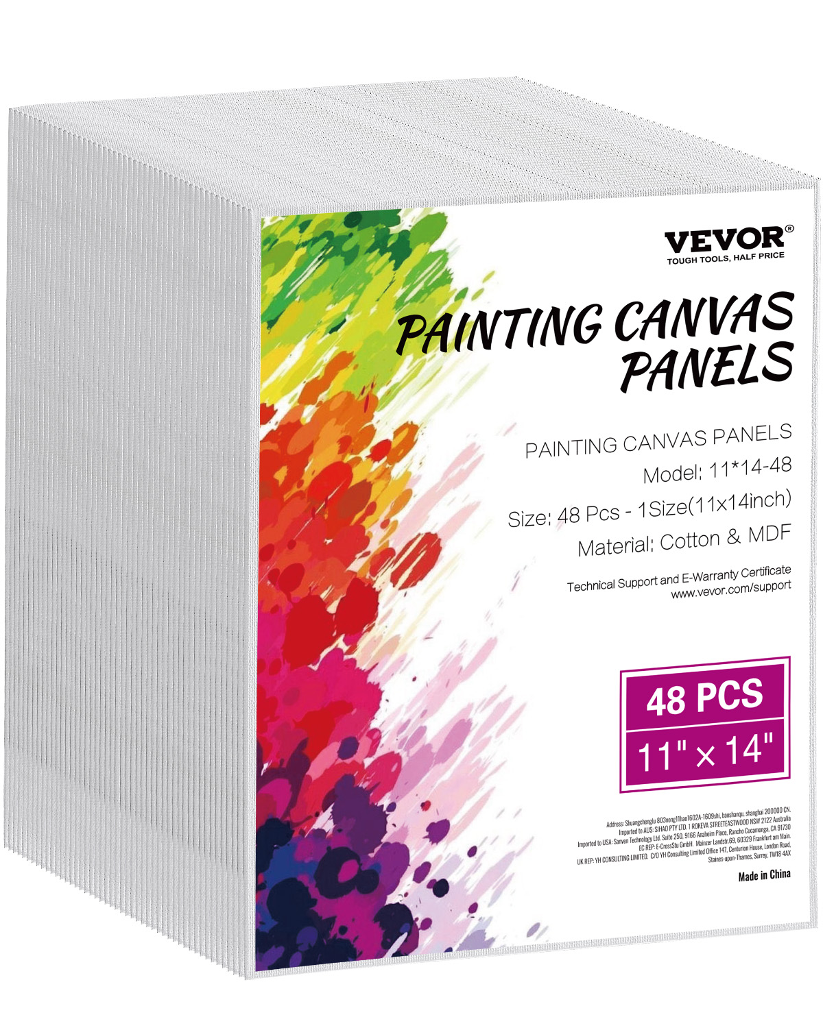 Lienzo blanco para pintura, set de 48, 280x355 mm, lienzo para croquis, pintura acrílica y al óleo, acuarela, para niños y profesionales vevor